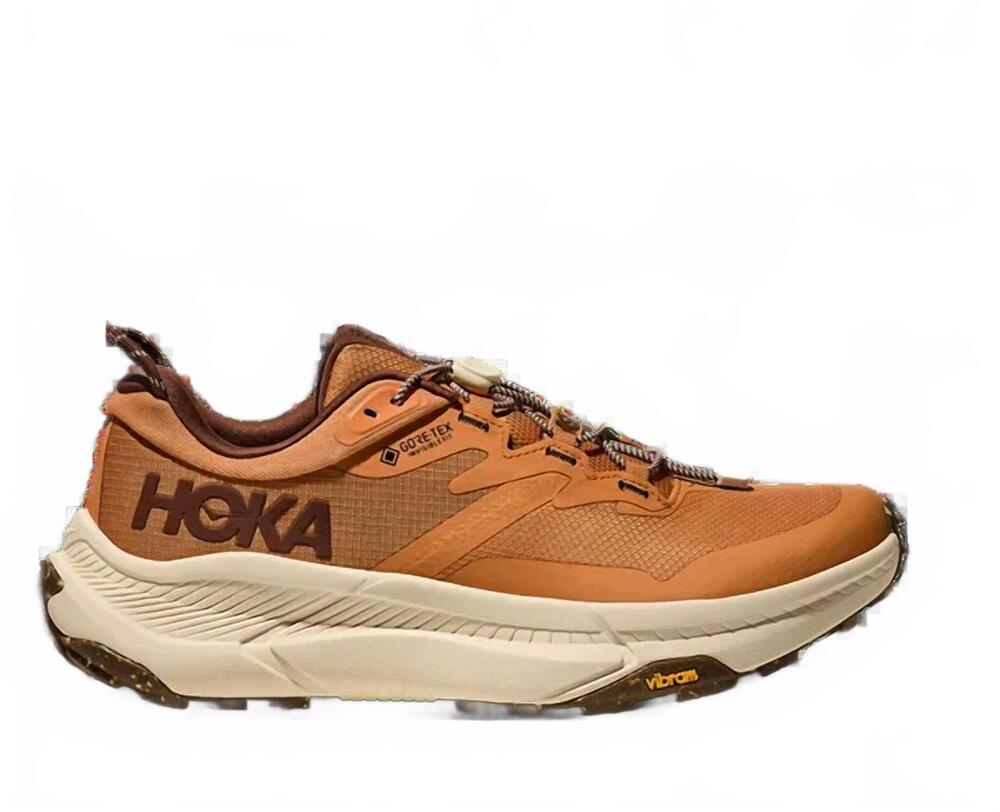 NEW HOKA men's transport gtx running shoes in terra cotta/vanilla